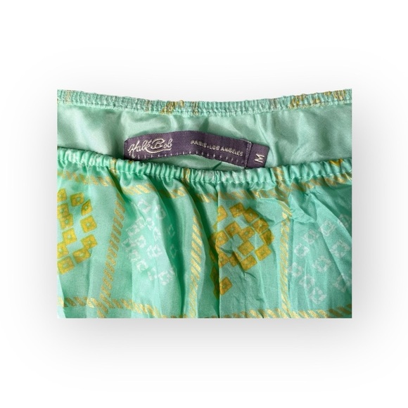 new Hale Bob ♕ Crinkled Silk Print Midi Skirt ♕ Aqua Ombre ♕ Gold Print ♕ Medium - Picture 5 of 16